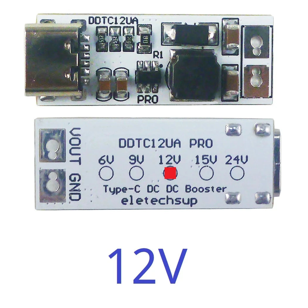 DDTC12UA_PRO Full Function Type-C PD QC USB 5V to 5V to 6V 9V 12V 15V 24V 9W DC-DC Boost Converter for Arduino Smart Home Speaker