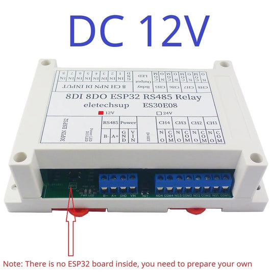 ES30E08 ESP32 30 pins RS485 Wifi Programmable Relay 2.4G Wireless Control Smart Switch Expansion  ESP3 slot RS485 8DI 8DO 8Relay 1Button 1LED For Diy Mqtt Http TCP IP IOT