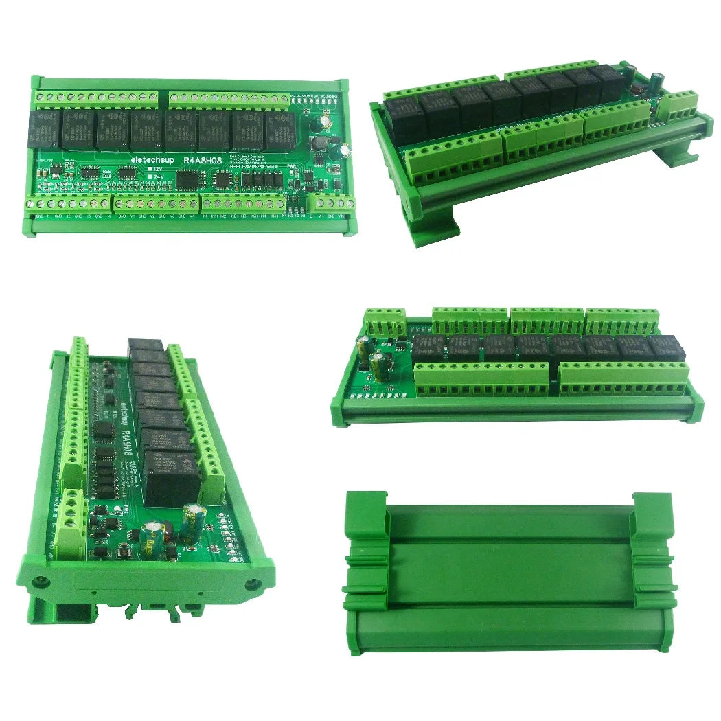 R4A8H08 8DO 4DI 8AI RS485 Modbus RTU Multifunction Relay Module PLC IO Expanding Board 4-20MA 0-10V Current Voltage Collector R4A8H08