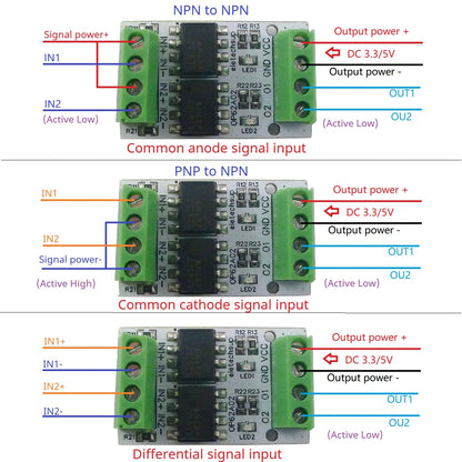 OP62A02 10M High-Frequency 3.3V 5V GPIO Logic Level Converter Board PWM Signal 5000Vrms Optical Isolation Module PNP NPN OP62A02