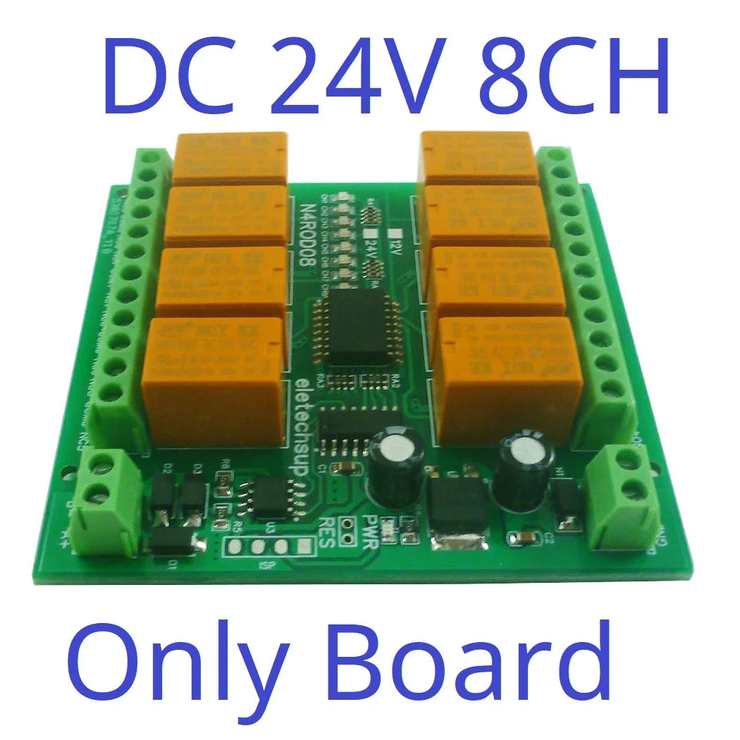 N4ROD08 DC 12V-24V 8 Channels Micro Size & Low Power Consumption RS485 RS422 Relay Board DIN C35 Rail Mount Box for PLC HMI