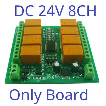N4ROD08 DC 12V-24V 8 Channels Micro Size & Low Power Consumption RS485 RS422 Relay Board DIN C35 Rail Mount Box for PLC HMI