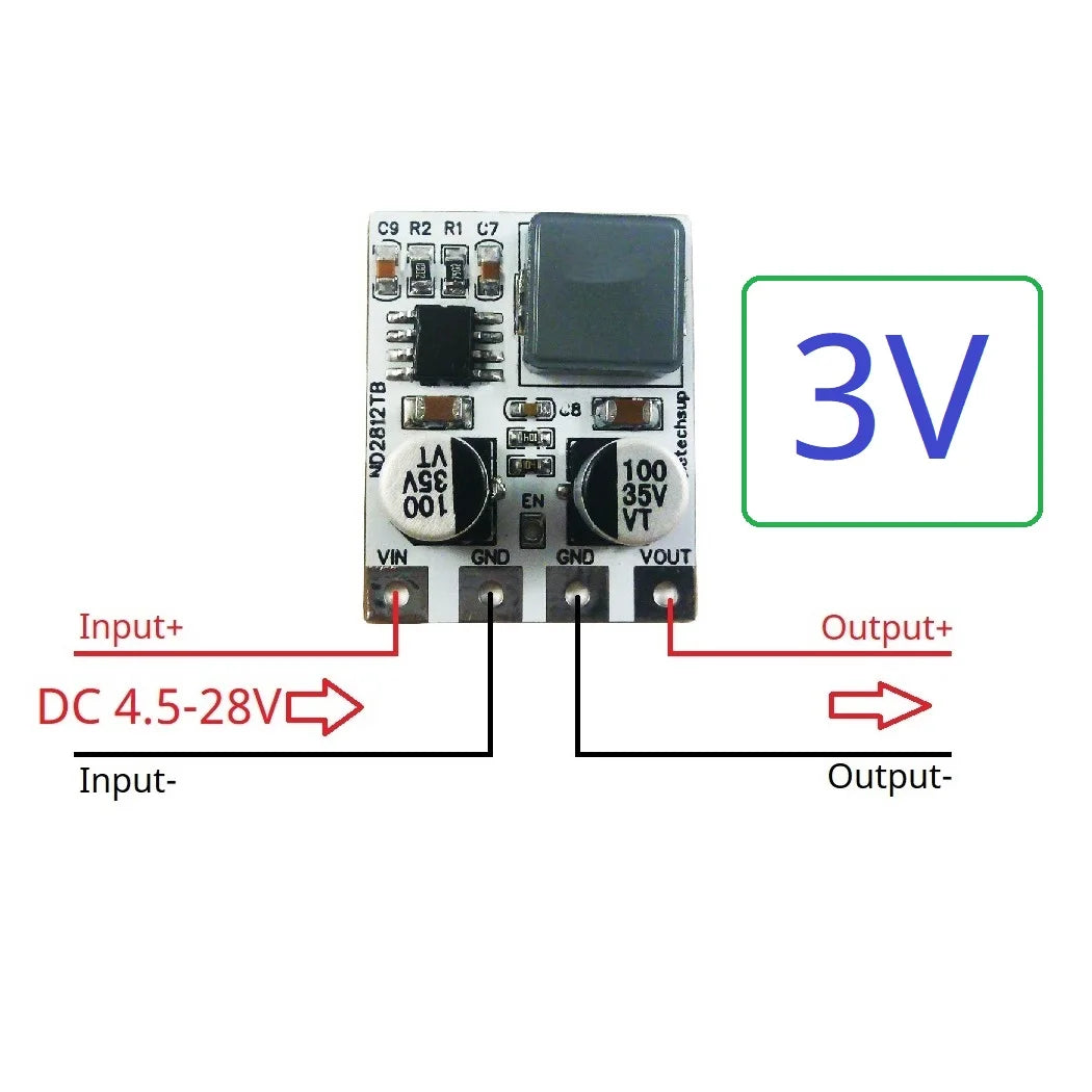 ND2812TB 5A Input DC 5-30V Output DC 3V 3.3V 4V 5V 6V 9V 10V 12V Synchronous DC-DC Buck Converter for Moter LED Car Motorized Bicycle