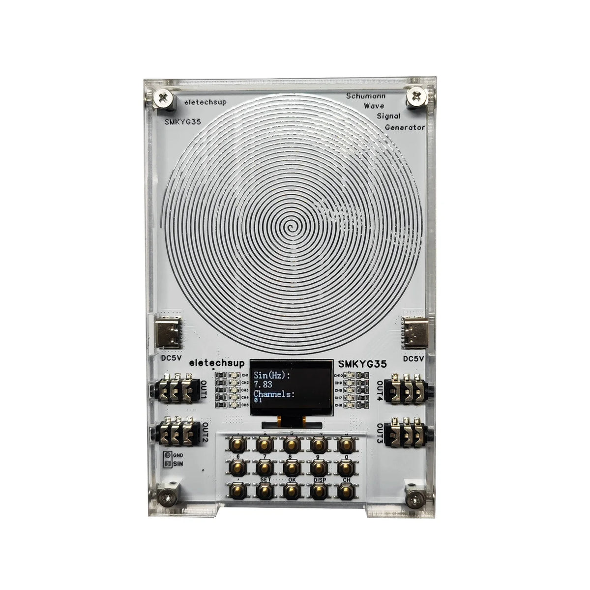 SMKYG35 0.01-100kHz Frequency Adjustable Pure Sine Wave Generator with 10CH Preset, 7.83Hz Schumann Resonance Machine
