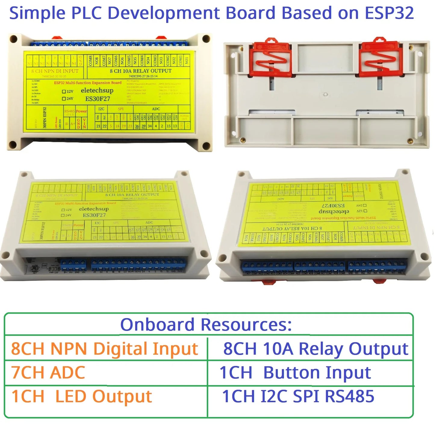 ES30F27 Simple PLC Development Board Based on ESP32 ES30F27 Wifi Expansion Board for RS485 I2C SPI Bus Development