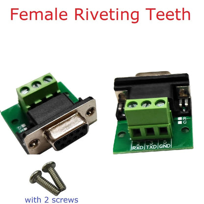 DB9FA03 DB9MB03 DB9 to (RXD TXD GND) 3Pin Terminal RS232 Converter Adapter Riveting Teeth Sleeve Nut for Arudino  MEGA PLC