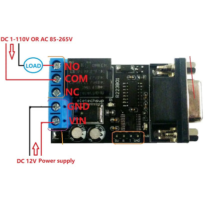 R223B01 1Ch DC12V PC COM DB9 RS232 Serial Port Delay Relay Module for LED Motor PLC