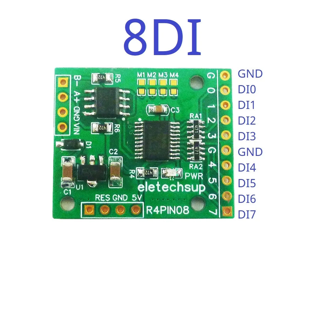 R4PIN08 DC 5V 12V 24V 8CH RS485 2.54mm Pin Core Board Modbus Rtu Input and Output Control PLC HMI Remote IO Expanding Board R4PIN08