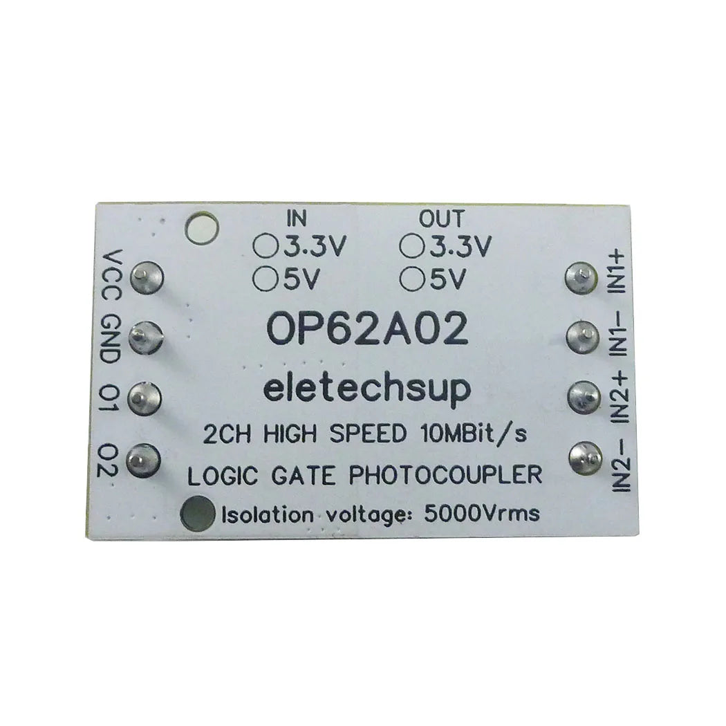 OP62A02 10M High-Frequency 3.3V 5V GPIO Logic Level Converter Board PWM Signal 5000Vrms Optical Isolation Module PNP NPN OP62A02