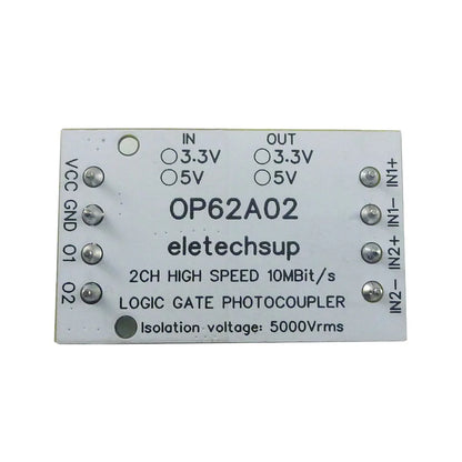 OP62A02 10M High-Frequency 3.3V 5V GPIO Logic Level Converter Board PWM Signal 5000Vrms Optical Isolation Module PNP NPN OP62A02