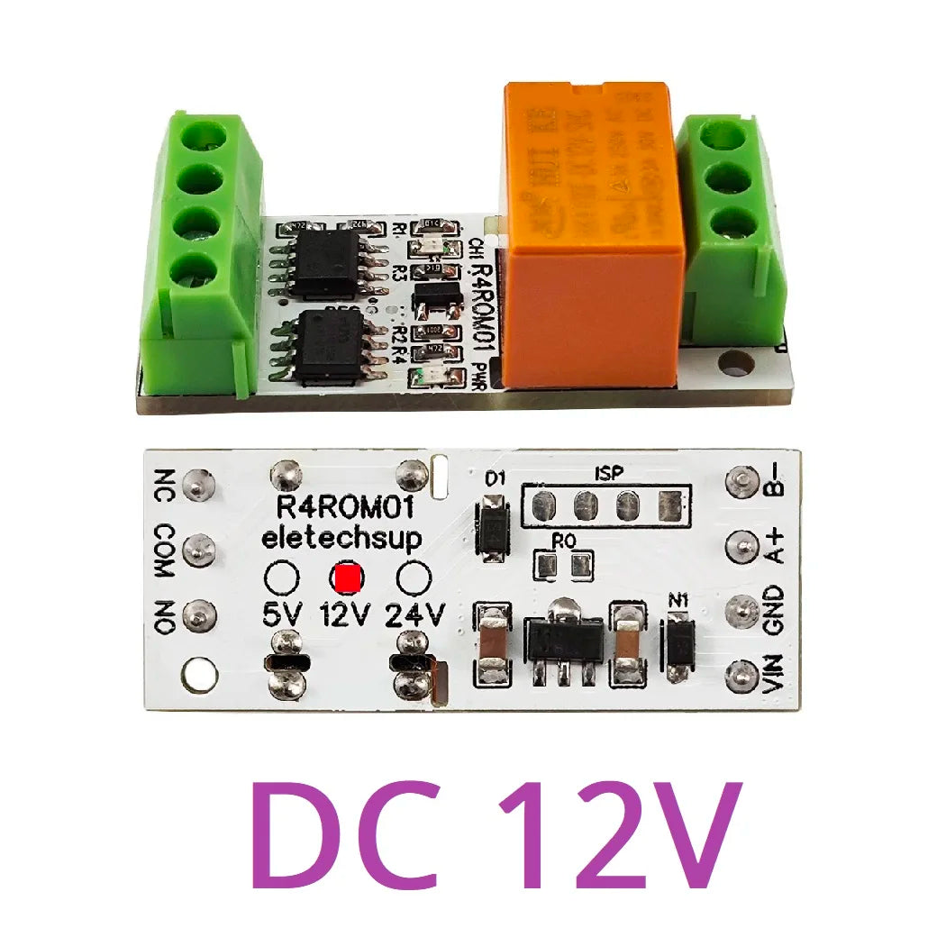 R4ROM01 3A Mini Size & Low Noise 5V 12V 24V RS485 Relay Board Modbus Rtu Remote IO 110V 120V 220V Small Electronic Switch