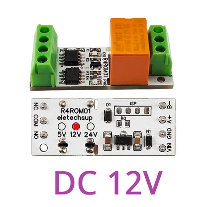 R4ROM01 3A Mini Size & Low Noise 5V 12V 24V RS485 Relay Board Modbus Rtu Remote IO 110V 120V 220V Small Electronic Switch