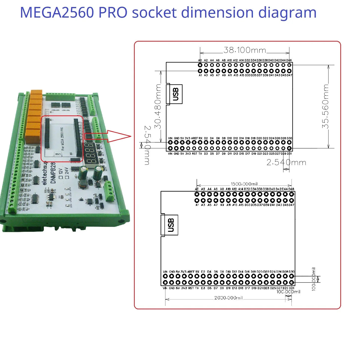 DNMPB28 DC 12 24V Multifunction MEGA2560 Pro Expanding Board Current Voltage ADC Collection NPN PNP Isolated DI Relay Mos DO for Arduiuo