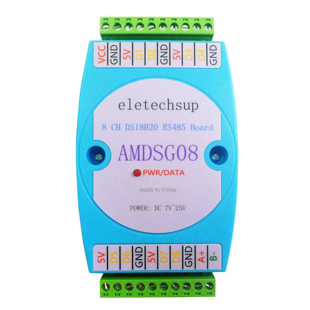 AMDSG08 8 DS18B20 temperature acquisition module / RS485 MODBUS RTU communication replace WP3066ADAM