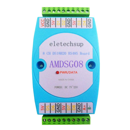 AMDSG08 8 DS18B20 temperature acquisition module / RS485 MODBUS RTU communication replace WP3066ADAM