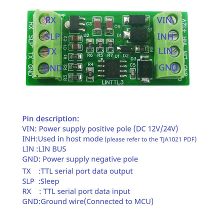 LINTTL3 LIN 2.1/SAE J2602 Transceiver LIN Bus Module Master-Slave Protocol Controller 20KBD UART TTL232 RS485 K-line Can Data Analyzer