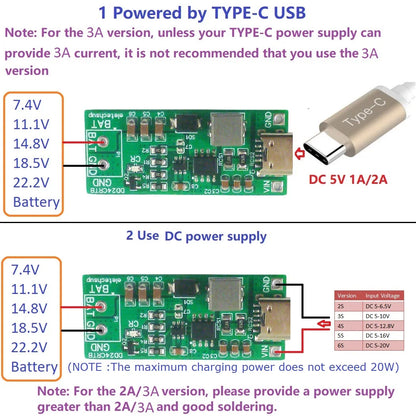 DD24CRTB 8.4V 12.6 16.8 21V 25.2V Step-up Boost Charger Module for 7.4V 11.1V 14.8V 18.5V 22.2V 18650 Battery Pack2-6S Type-c Multi-cell