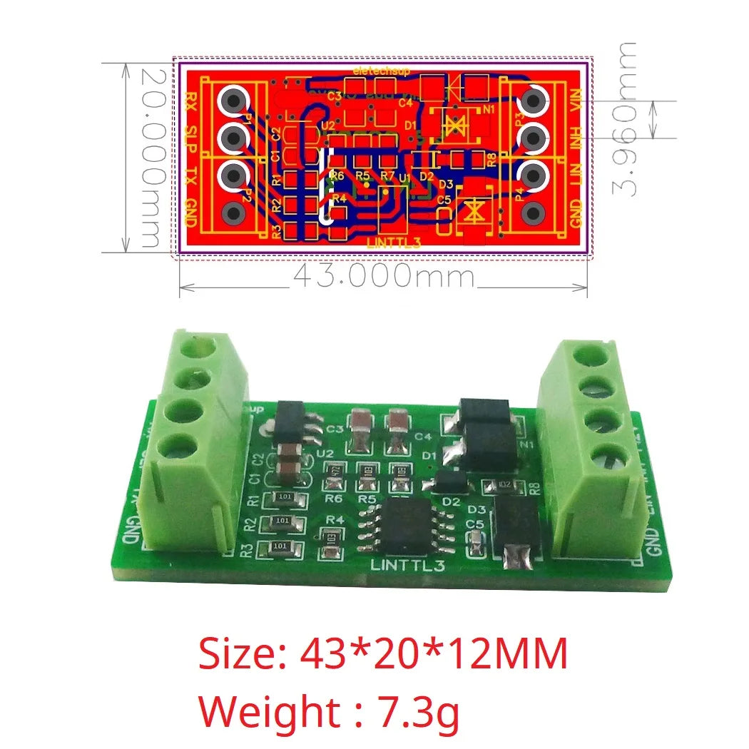 LINTTL3 LIN 2.1/SAE J2602 Transceiver LIN Bus Module Master-Slave Protocol Controller 20KBD UART TTL232 RS485 K-line Can Data Analyzer