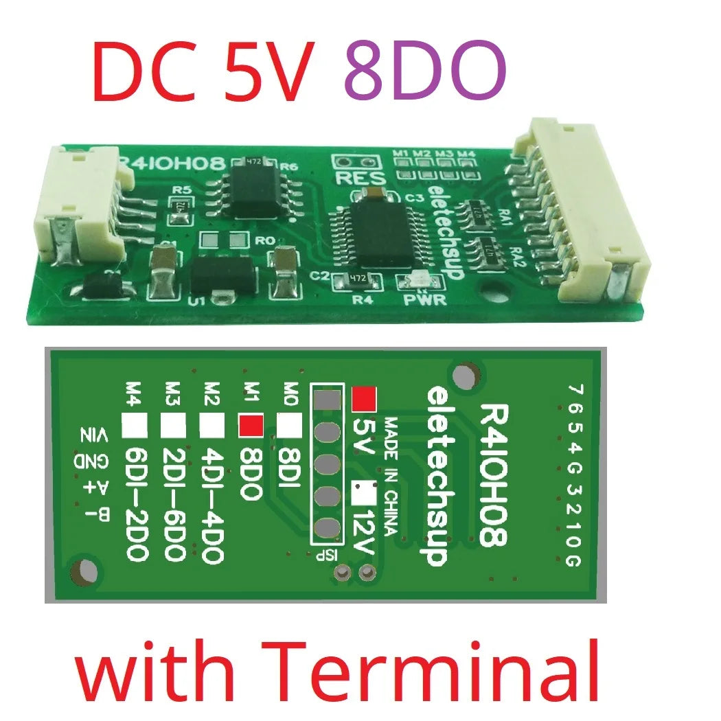 R4IOH08 8DI 8DO 4DI-4DO 2DI-6DO 6DI-2DO Multipurpose RS485 Digital Input Output Module mini PLC IO Dilator DC 12V 24V for Arduino