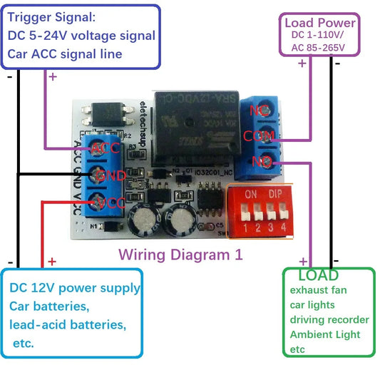 IO32G01 Delayed Shutdown Light-off Module After The Car Is Turned Off NC COM NO Relay Board
