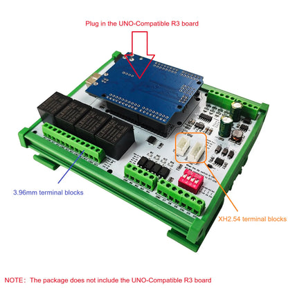DNUNB17 4DI-4DO-4AI Digital Analog AM2301/SHT20/SHT30/DS18B20 Temperature Humidity OPEN PLC Expansion Board for Arduino UNO R3