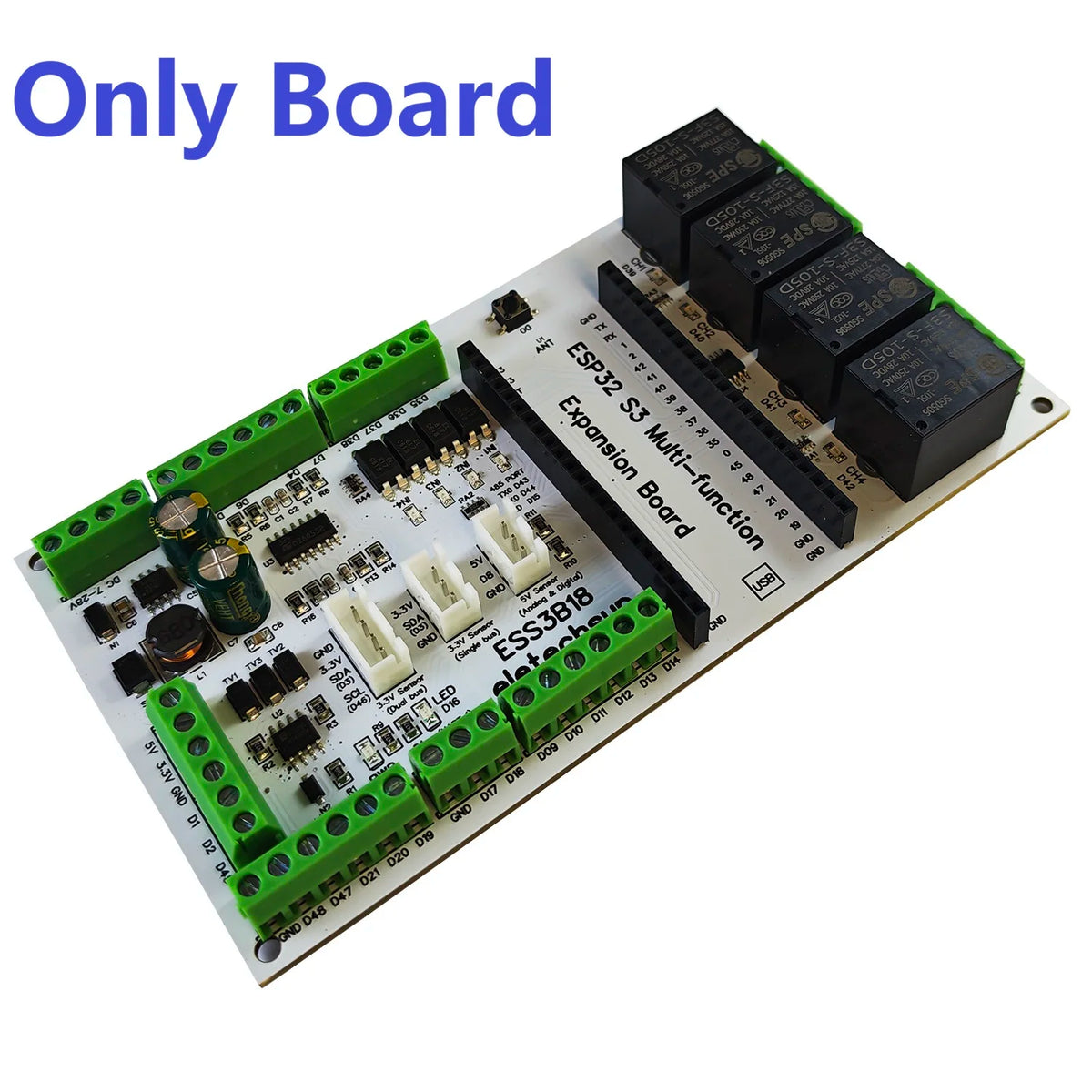 ESS3B18 ESP32 S3 Expansion Board for Current Voltage Relay Temperature Humidity AM2301 DS18B20 SHT20 SHT30 ACS712 WIFI MQTT IOT BLE