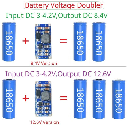 ND2A12MA 1Cell to 2-3Cell Battery Voltage Doubler DC-DC 4.2V 8.4V 12.6V Converter 3.3V 3.7V 4.2V to 5V 8.4V 12V 12.6V Voltage Booster