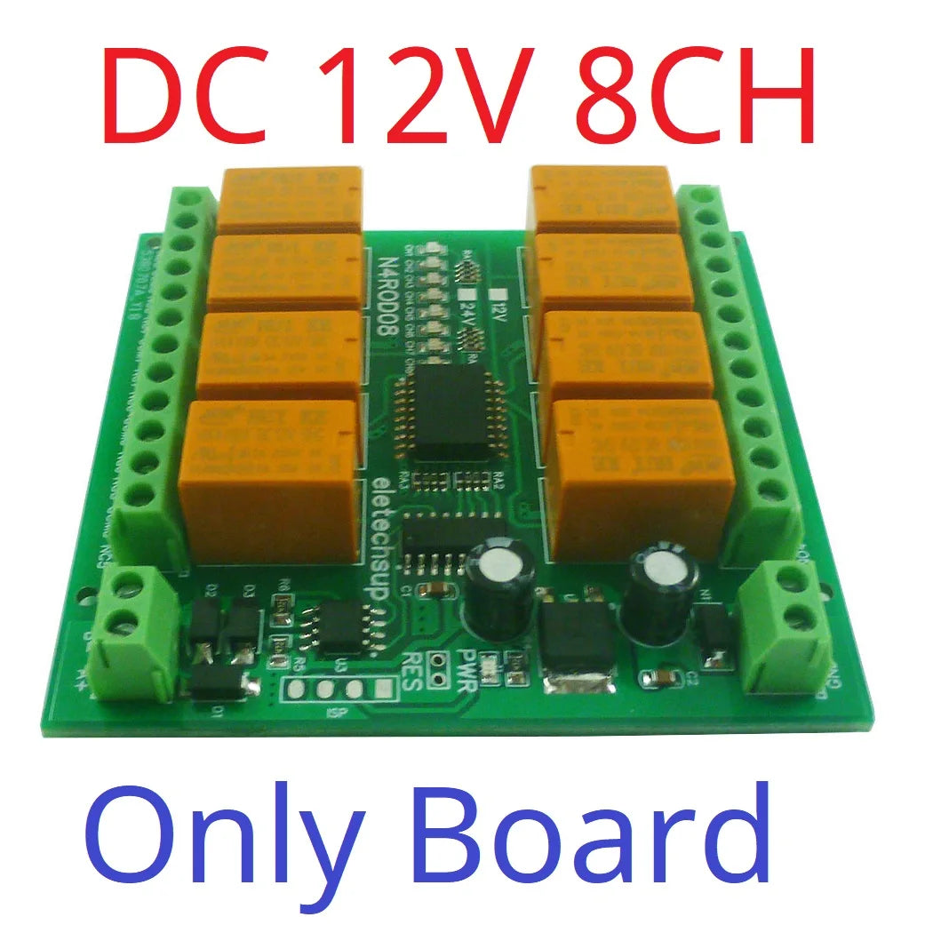 N4ROD08 DC 12V-24V 8 Channels Micro Size & Low Power Consumption RS485 RS422 Relay Board DIN C35 Rail Mount Box for PLC HMI