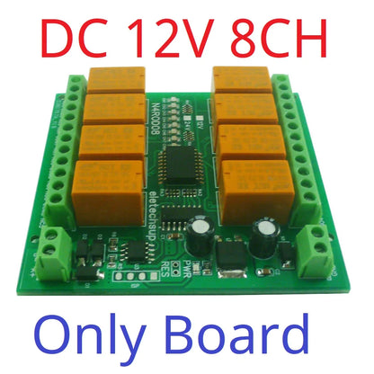 N4ROD08 DC 12V-24V 8 Channels Micro Size & Low Power Consumption RS485 RS422 Relay Board DIN C35 Rail Mount Box for PLC HMI