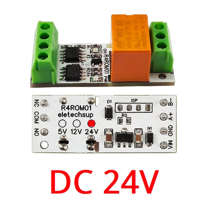 R4ROM01 3A Mini Size & Low Noise 5V 12V 24V RS485 Relay Board Modbus Rtu Remote IO 110V 120V 220V Small Electronic Switch