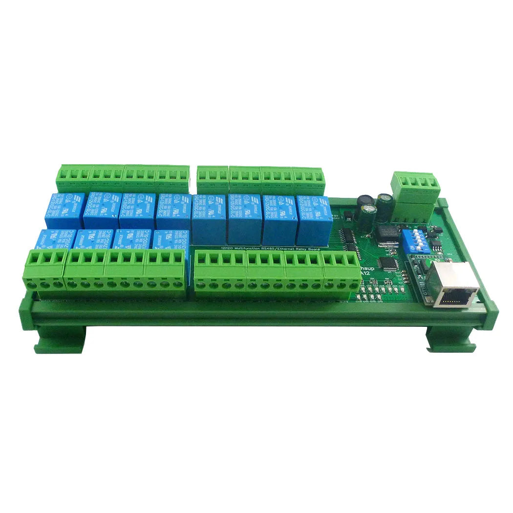 ETD8A12 2 in 1 12CH Modbus RTU/TCP DIO Network Ethernet Controller RS485 Relay Module DC 12V 24V
