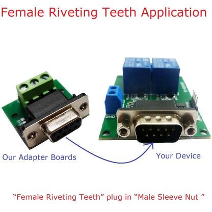DB9FA03 DB9MB03 DB9 to (RXD TXD GND) 3Pin Terminal RS232 Converter Adapter Riveting Teeth Sleeve Nut for Arudino  MEGA PLC