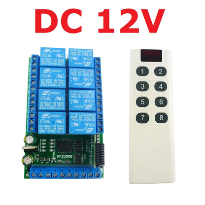 RF23G08 8Ch 433.92M EV1527 Learning Code OOK ASK RC Multi-function Remote Control Module DC 5V 12V 24V