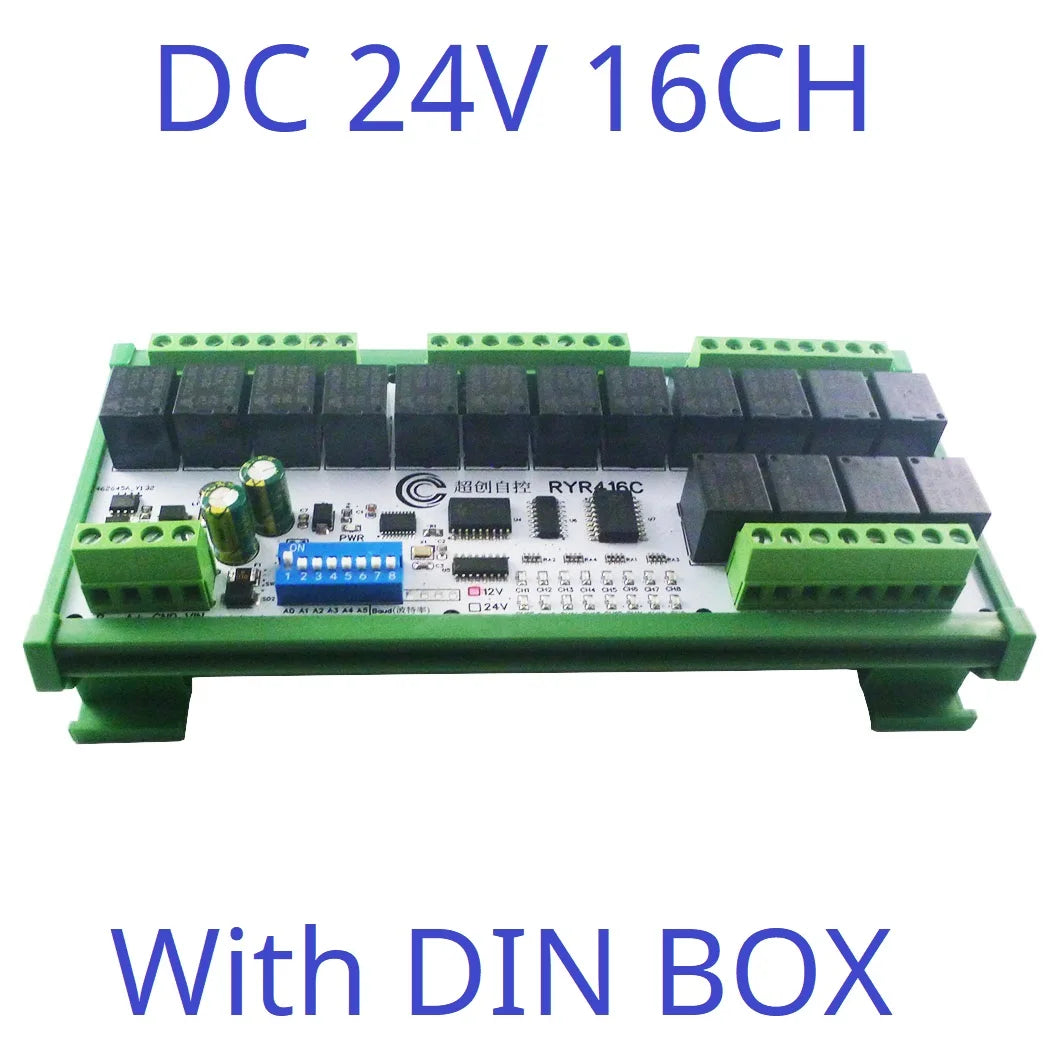 RYR416C 16CH DC 12V 24V Hardware Setup Parameters Modbus Rtu Multifunction RS485 Relay Module PLC HMI IO Expansion Board