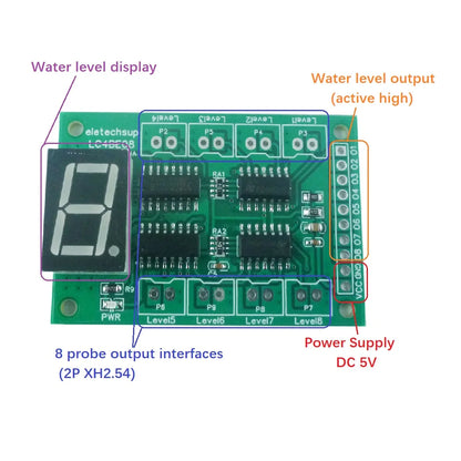 LC4BE08 DC 5V 8 Port Water Level Detect Display Board Liquid  Controller Sensor Switch Module for Arduiuo  MEGA2560 NANO MCU STM32