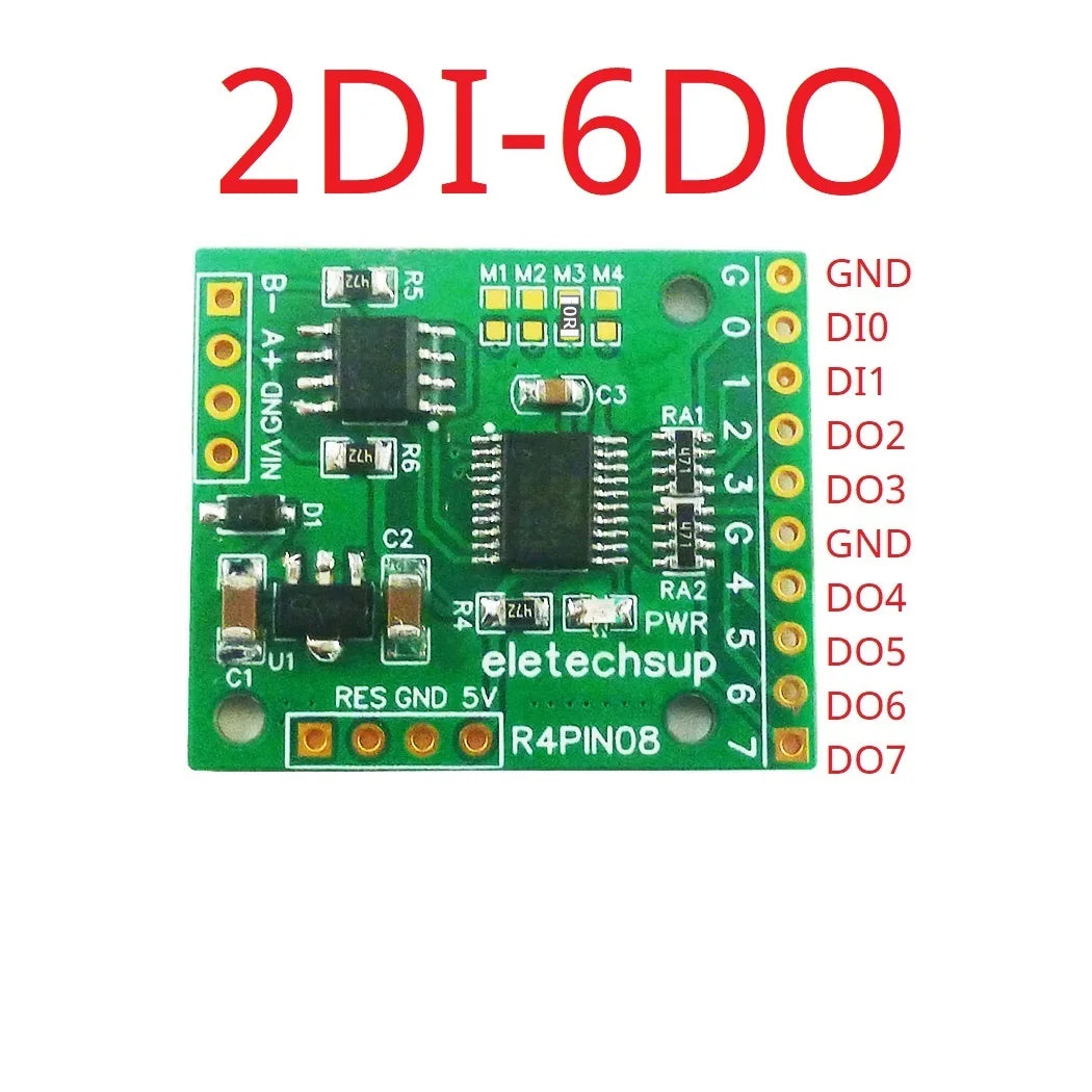 R4PIN08 DC 5V 12V 24V 8CH RS485 2.54mm Pin Core Board Modbus Rtu Input and Output Control PLC HMI Remote IO Expanding Board R4PIN08
