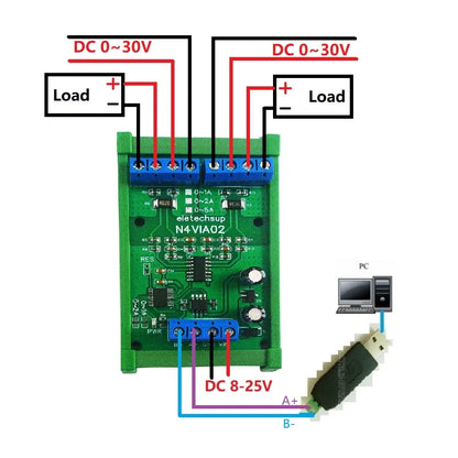N4VIA02 Multifunctional RS485 Ammeter & Voltmeter 0-30V Voltage & 0-5A Current Measurement Module Modbus RTU