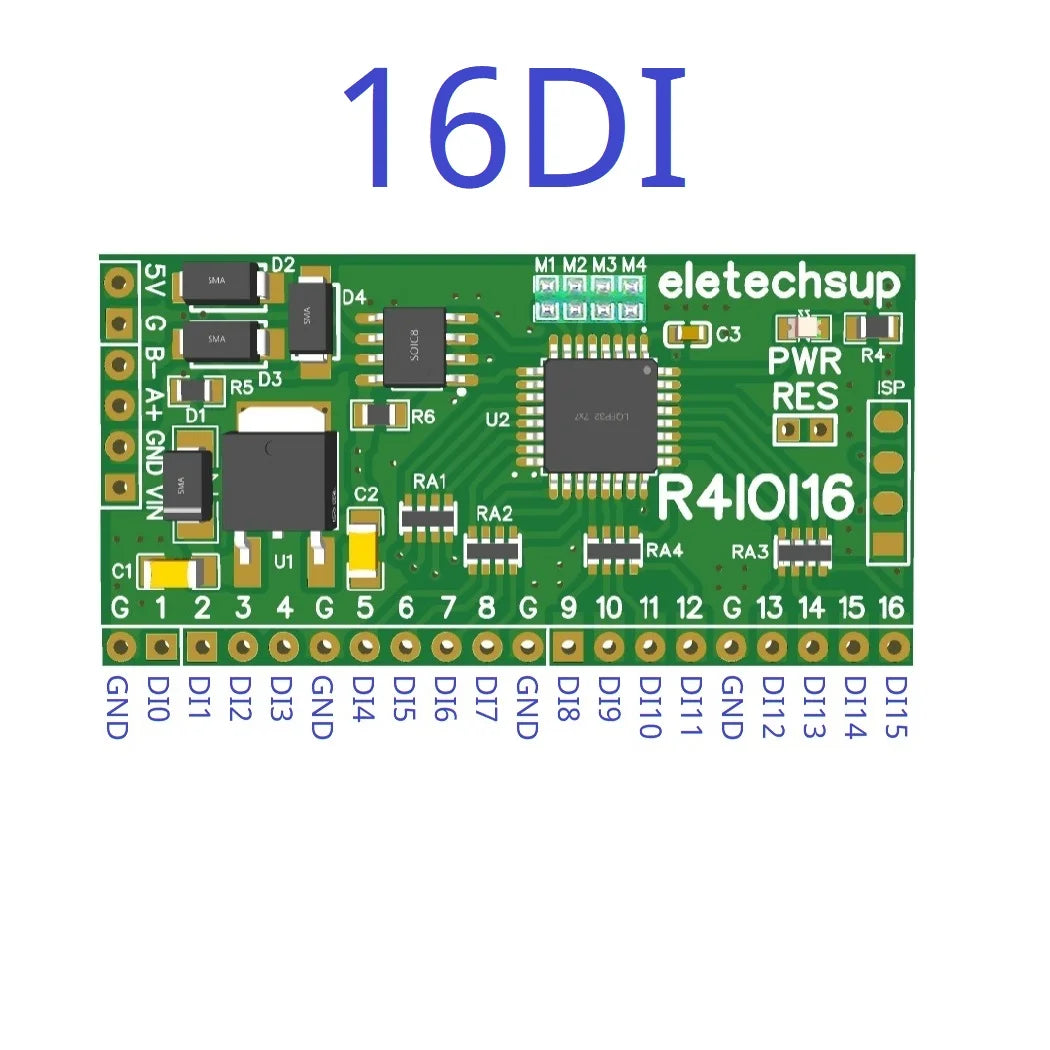 R4IOI16 16DI/16DO/8DI-8DO/4DI-12DO/12DI-4DO Modbus Rtu Digital IO RS485 2.54mm Pin Core Board for Arduino ESP32 ESP8266 PLC Smart Home