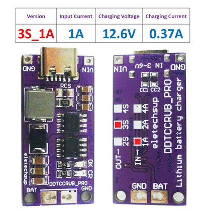 DDTCCRUB 1-4Cell Type-C to 4.2V 8.4V 12.6V 16.8V LiPo Li-Ion Battery Pack Portable Charger Diy Outdoor Emergency Power Supply Solar Panel
