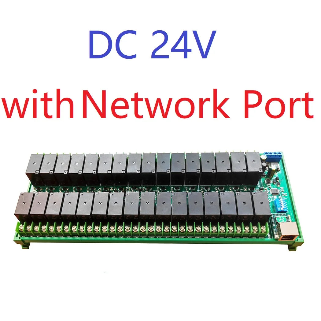 R4D5E32 32Ch DC 12V 24V 20A High Current Ethernet/RS485 Relay Module RJ45 Network Port TCP/IP Modbus RTU Board