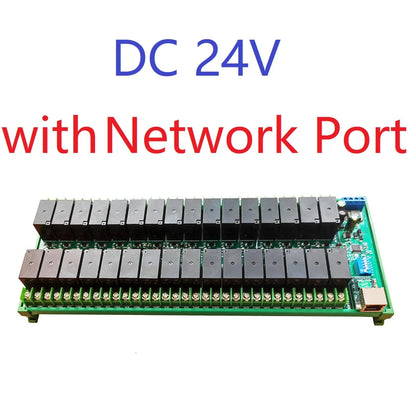 R4D5E32 32Ch DC 12V 24V 20A High Current Ethernet/RS485 Relay Module RJ45 Network Port TCP/IP Modbus RTU Board