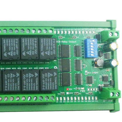 N4DOJ24 24CH RS485 ON/OFF Momentary Delay Latch 12V 24V Relay Module Uart Modbus PLC IO Board N4DOJ24 for Motor LED Smart Home Diy