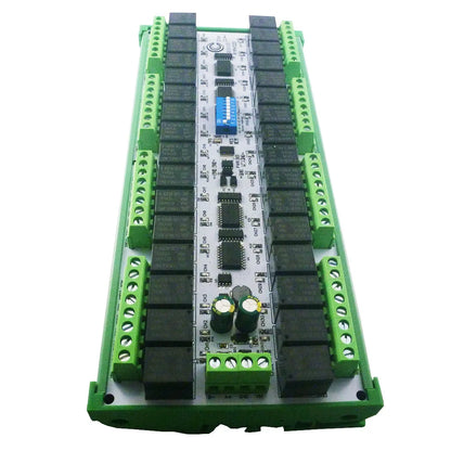 RYR432D Easy to Install DIN Rail Box DIP Switch Setup Parameters DC 12V 24V 20A 32CH Modbus RTU RS485 Relay Module RYR432D