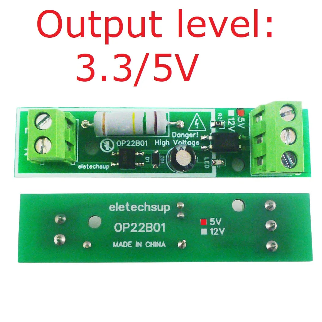 OP22B01 AC 110V 220V to 3.3V 5V 12V 24V Voltage Signal Detection Module Power ON/OFF Alarm Board for PLC RS485 IO Module