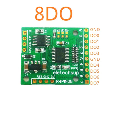 R4PIN08 DC 5V 12V 24V 8CH RS485 2.54mm Pin Core Board Modbus Rtu Input and Output Control PLC HMI Remote IO Expanding Board R4PIN08