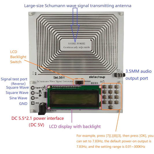 SMLDB11 7.83Hz PRO Version 0.01Hz~300KHz Continuously Adjustable Schumann Resonance Pulse Square Wave Generator Esolfeggio Frequencies