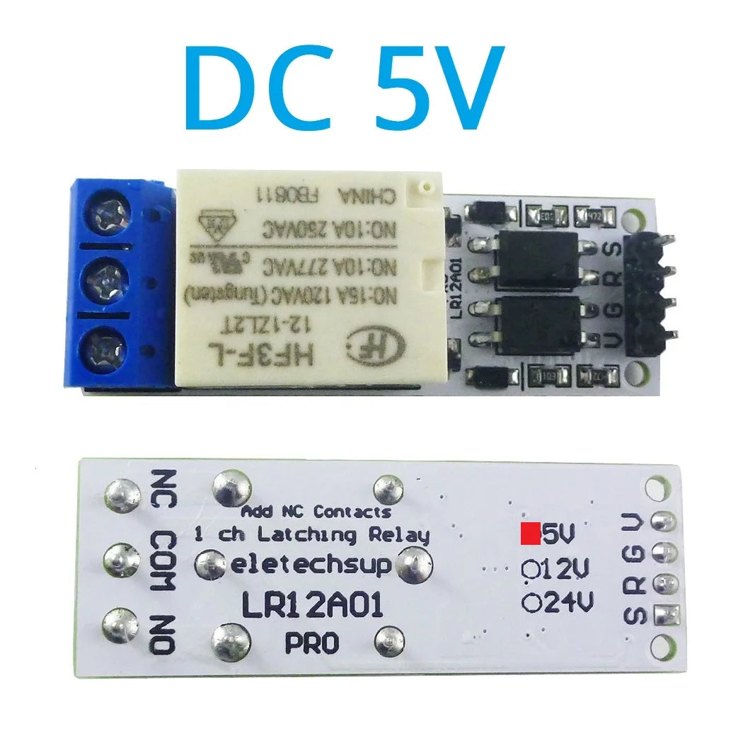 LR12A01 For Arduiuo ESP32 DC 5V 12V 24V Magnetic Latching Relay Module Bistable Self-locking Flip-Flop Latch Switch Board