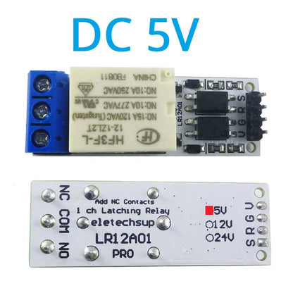 LR12A01 For Arduiuo ESP32 DC 5V 12V 24V Magnetic Latching Relay Module Bistable Self-locking Flip-Flop Latch Switch Board