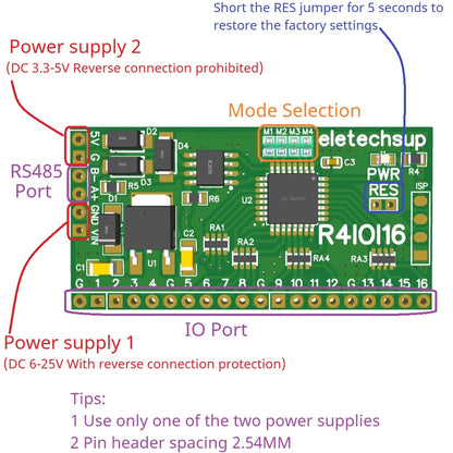 R4IOI16 16DI/16DO/8DI-8DO/4DI-12DO/12DI-4DO Modbus Rtu Digital IO RS485 2.54mm Pin Core Board for Arduino ESP32 ESP8266 PLC Smart Home