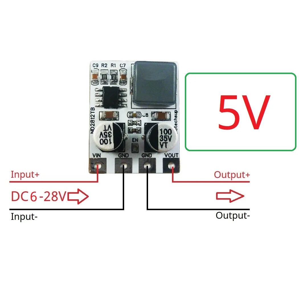 ND2812TB 5A Input DC 5-30V Output DC 3V 3.3V 4V 5V 6V 9V 10V 12V Synchronous DC-DC Buck Converter for Moter LED Car Motorized Bicycle